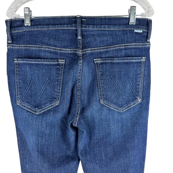 NEW Mother Insider Crop Step Fray Jeans Speed Racer High Rise Blue Size 32 - Picture 7 of 10